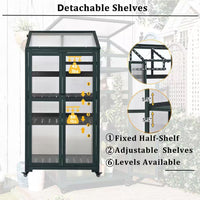 62 In. Portable Greenhouse with Wheels and Adjustable Shelves for Indoor Outdoor Patio Balcony Garden, Green