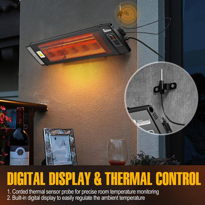 1500-Watt Smart Greenhouse Patio Heater with Built in Temperature Control Digital Thermostat, with Remote Control