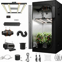 3X3X6Ft Grow Tent Kit W/Ggs AC5 Power Strip Complete System | G3000 Bar Style LED Grow Light, 36"X36"X70" Reflective Grow Tent, 4" Ventilation Carbon Filter System, for Indoor Garden