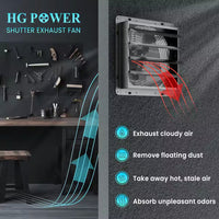 14 In. Shutter Exhaust Fan with Speed Controller, 882CFM, Black, Wall Mounted for Garage, Electric Powered, Aluminum
