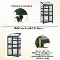 62 In. Portable Greenhouse with Wheels and Adjustable Shelves for Indoor Outdoor Patio Balcony Garden, Green
