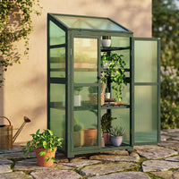 62 In. Portable Greenhouse with Wheels and Adjustable Shelves for Indoor Outdoor Patio Balcony Garden, Green — Studio Shot