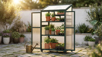 62 In. Portable Greenhouse with Wheels and Adjustable Shelves for Indoor Outdoor Patio Balcony Garden, Green — Lifestyle