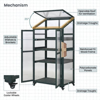 62 In. Portable Greenhouse with Wheels and Adjustable Shelves for Indoor Outdoor Patio Balcony Garden, Green — How It Works