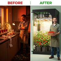 Indoor Grow Tent Kit Built for Year-Round Growing, 3x3x6 Complete System, LED Light, Carbon Filter — Before & After