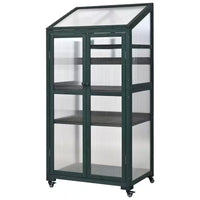 62 In. Portable Greenhouse with Wheels and Adjustable Shelves for Indoor Outdoor Patio Balcony Garden, Green