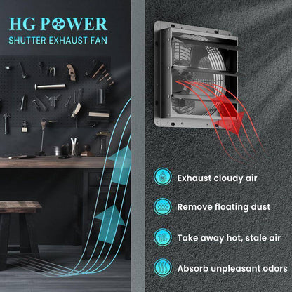 12 In. Shutter Exhaust Fan with Speed Controller, 764CFM High-Speed, 1400RPM Mounted/Black Powere Electric, Aluminum