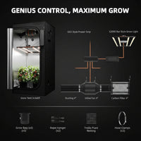 3X3X6Ft Grow Tent Kit W/Ggs AC5 Power Strip Complete System | G3000 Bar Style LED Grow Light, 36"X36"X70" Reflective Grow Tent, 4" Ventilation Carbon Filter System, for Indoor Garden