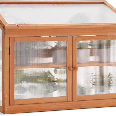 2-Tier Wooden Cold Frame Mini Greenhouse (Fir & Polycarbonate)